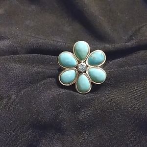 Genuine turquoise & blue topaz ring.